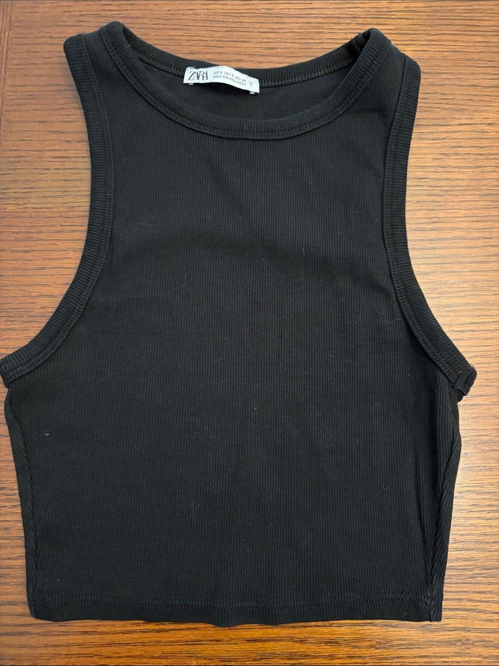 Zara Black Ribbed High-Neck Cropped Tank